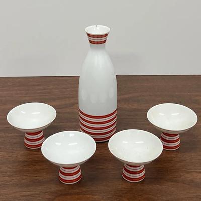 Set Of Japanese Sake Cups And Pitcher 