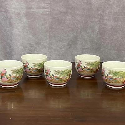 5 Antique Japanese Tea Cups