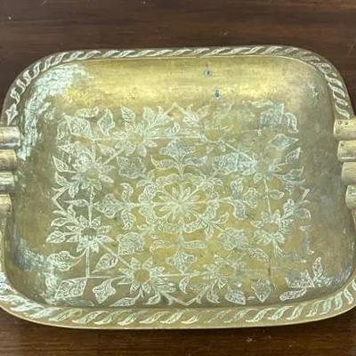 Vintage Indian Etched Brass Ashtray