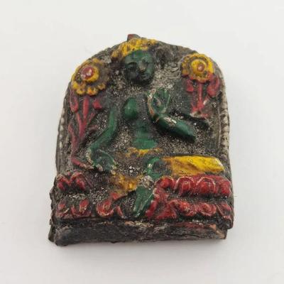 Small Southeast Asian Painted Buddha Amulet