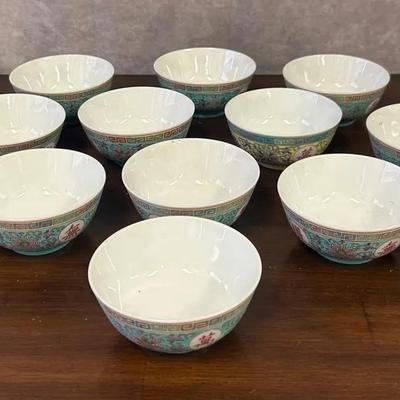 13 Vintage Chinese Famille Rose Porcelain Cups