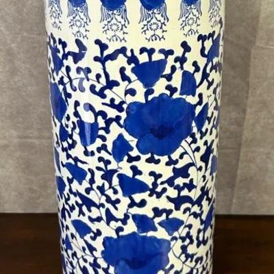 Vintage Large Hand Painted Porcelain Umbrella Stand 