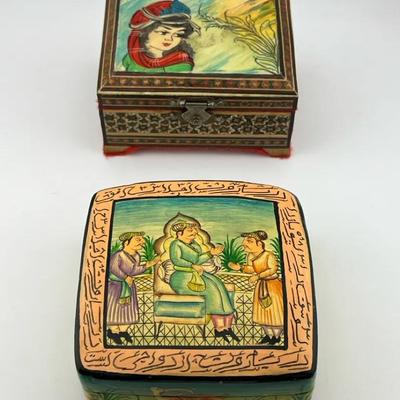 Persian Trinket Box - Kashmiri papier-mâché box