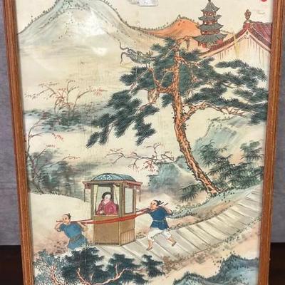 Framed Signed Chinese Hand Drawn Wall Art 