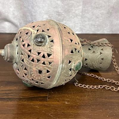 Antique Morrocan Hanging Brass Lantern