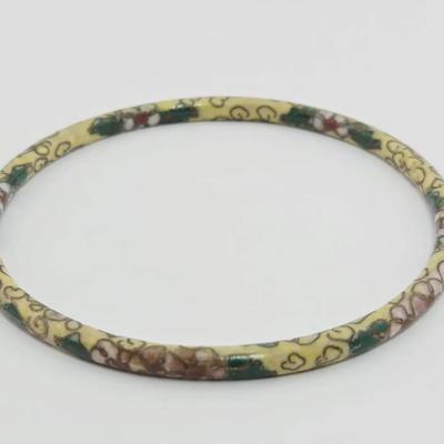 Chinese Yellow Enameled Cloisonne Bangle Bracelet