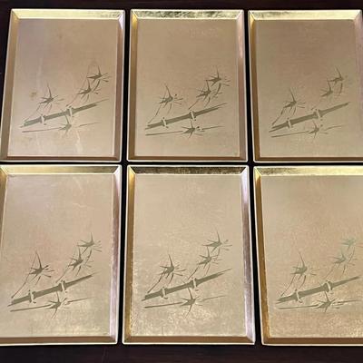 Vintage Otagiri Japan Gold Bamboo Lacquerware Sushi Trays