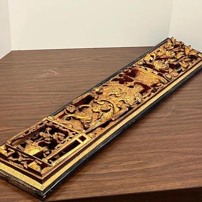 Antique Chinese Gilt Wood Carved Panel