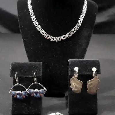 Sterling Necklace, Earrings And Pendant