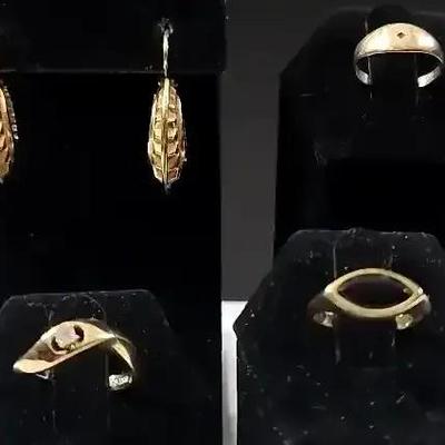 14K Earrings With 18KGE, 14KGF And 10K Rings