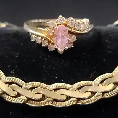 14KGF Bracelet And 14KGP Ring Size 8