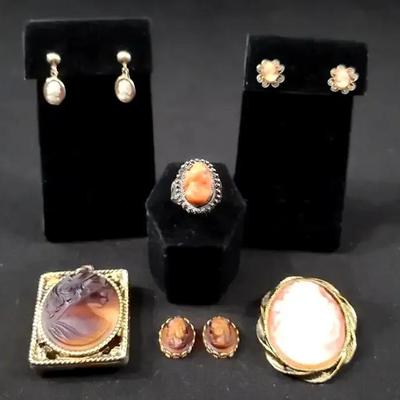 Cameo Pendants, Earrings And Ring 