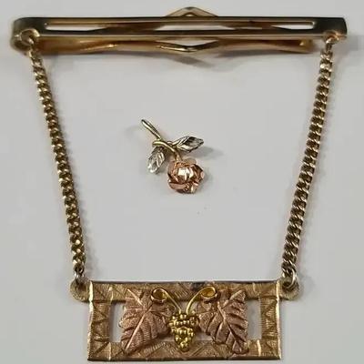 14K Rose Pendant With 12K Black Hills Gold Pin