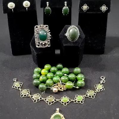 Green Stone Jewelry With Sterling Pendant