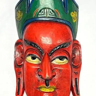 EHE030 Beautiful Asian Carved Wood Mask 