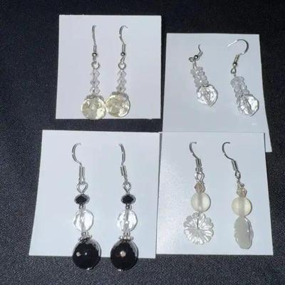 EHE199 Myrna Lee Chang Set of Four Crystal Earrings
