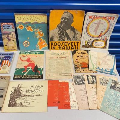 EHE425 - Vintage 1930s+ Travel Ephemera - Ship Menus, Hawaii Tourism, Olympic Games & More!