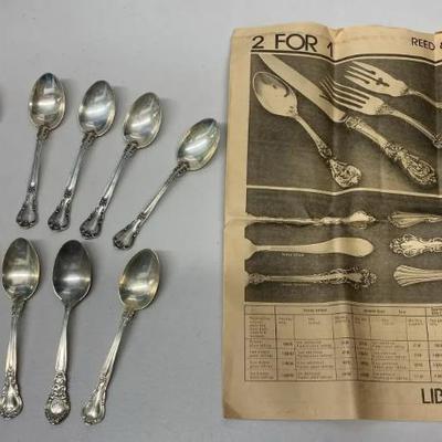 EHE315 - Set of Eleven Vintage Sterling Silver Teaspoons & Vintage Liberty House Ad Insert