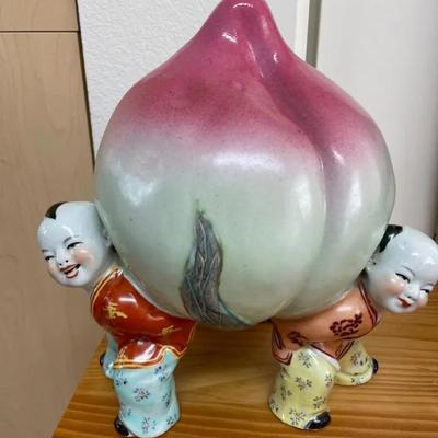 EHE065- Porcelain Buddha And Chinese Box Statue. 