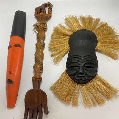 EHE044 - Three Carved African Artifacts 