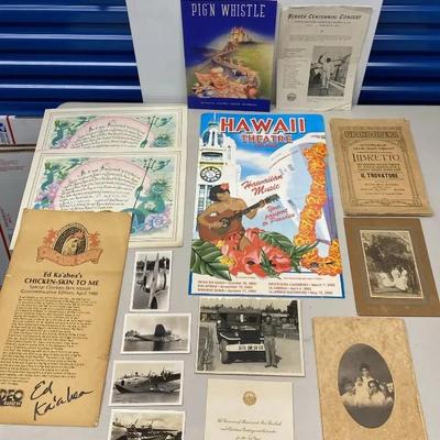 EHE339 - Rare Vintage 1940s Ephemera - Photos & Menus, Music Book, Posters & MORE!
