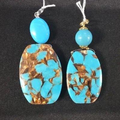 EHE106 - Myrna Lee Chang Bronzite Turquoise Pendants (2)