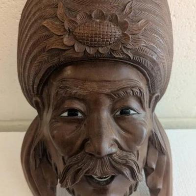 EHE035- Vintage Chinese Hand-Carved Wooden Mask