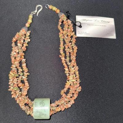 EHE133 Myrna Lee Chang 4-Strand Unakite Necklace with Jade