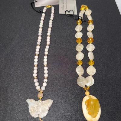 EHE178 Myrna Lee Chang Two Handcrafted Necklaces with Jade