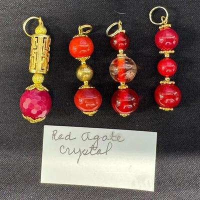 EHE100 - Myrna Lee Chang Red Agate Crystal Pendants 