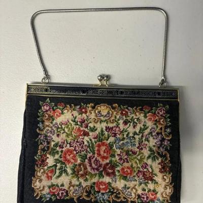 EHE301 Vintage French Needlepoint Tapestry Evening Handbag - Crafted in Paris