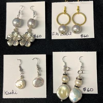 EHE175 - Myrna Lee Chang Two Sets Of Fresh Water Pearl, & Two Sets Of Keshi Pearl Earrings