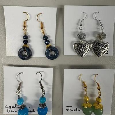 EHE251 Myrna Lee Chang Jade, Agate, Heart, Agate Earrings
