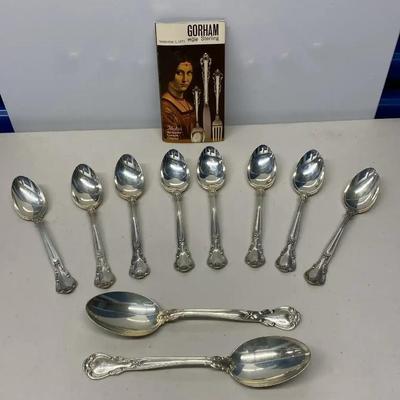 EHE317 - Large Lot of Vintage Sterling Silver Spoons and Vintage Gorham Sterling Brochure