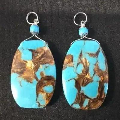 EHE108 - Myrna Lee Chang Bronzite Turquoise Pendants (2)