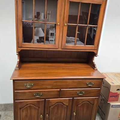 Henkel Harris Vintage Black Cherry Hutch Cabinet 
