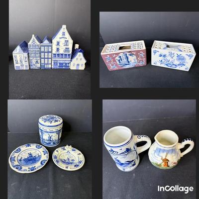 Delfts Blue Canal Houses, Flower Frog Vases, Mugs And More 