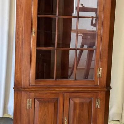 Henkle Harris, Solid, Wild Black Cherry Corner Cabinet