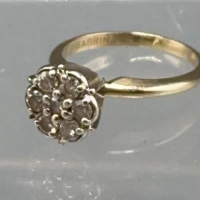 14 K And Diamond Daisy Cluster Ring – Vintage