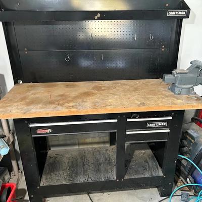 Craftsman Metal Workbench With Wooden Work Surface 