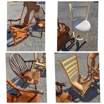 5 Piece Chair Lot: Nichols & Stone, Vintage Rocker, Trutype +