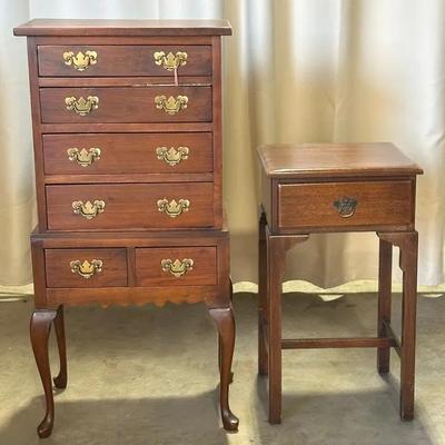 Raised Silver Chest And Side Table