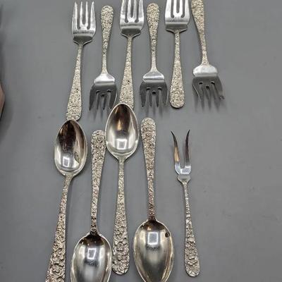 11 Pcs. Stieff Rose Sterling Silver Flatware