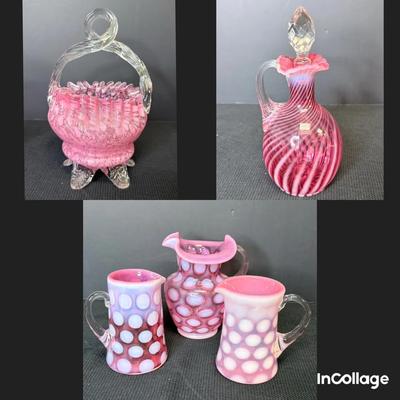 Vintage Fenton Cranberry Opalescent Glass