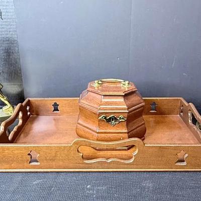 Vintage VA Metalcrafters Tea Caddy, Bookends And Candlestick 