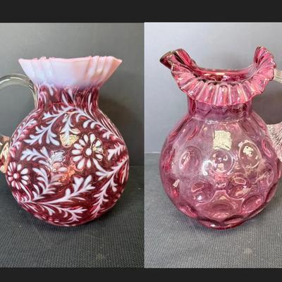 Vintage Fenton Cranberry Pitchers 