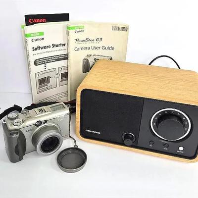 Grundig TR1200 Wooden Table Radio Plus Canon G3 Digital Camera