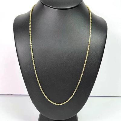 14K Gold 2.2mm Rope Chain Necklace - 24"