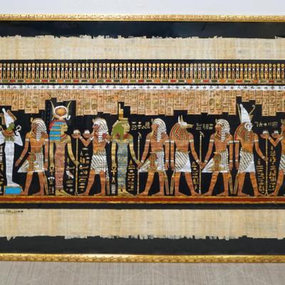 Egyptian Art On Papyrus - Framed 31x53”