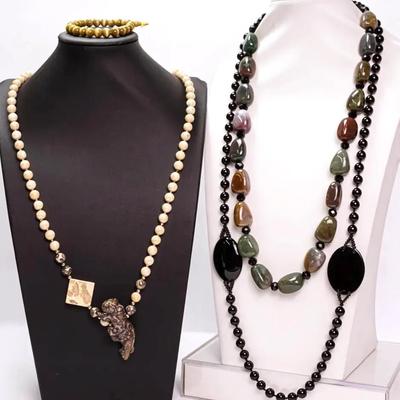 Boho Style Stone Necklaces & Bracelet - 24" & 30" Long